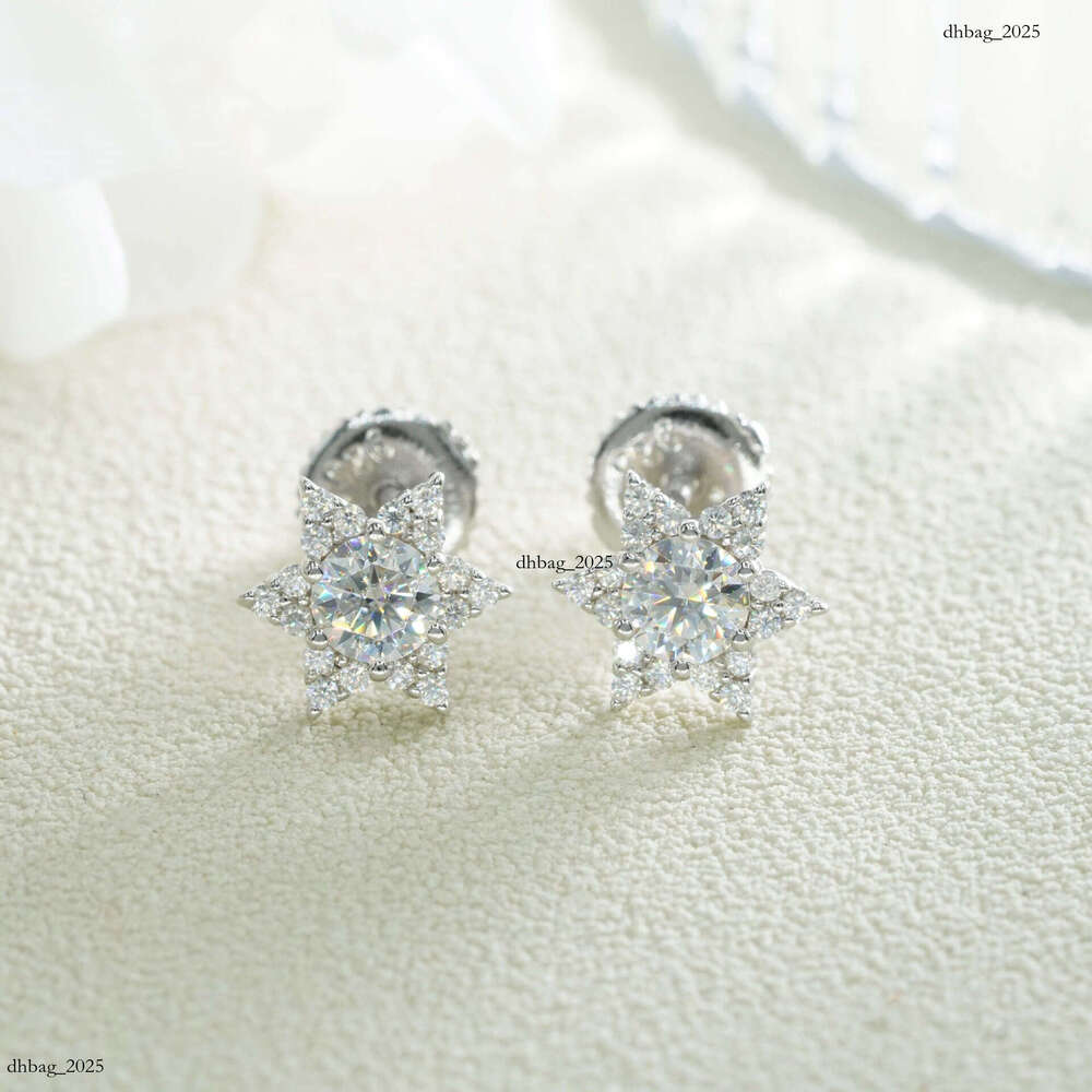 ICED OUT New Creative Star-Shaped Sier Moissanite Trendy Must-Have Earrings