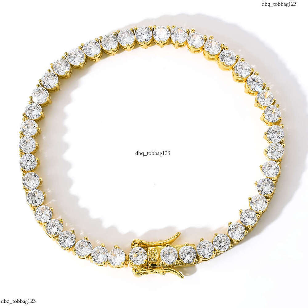 Hip Hop Sterling Silver Moissanite chain Necklace for Men and Women Three-Prong Inlaid 4mm Single Row Dia Tennis Chain
