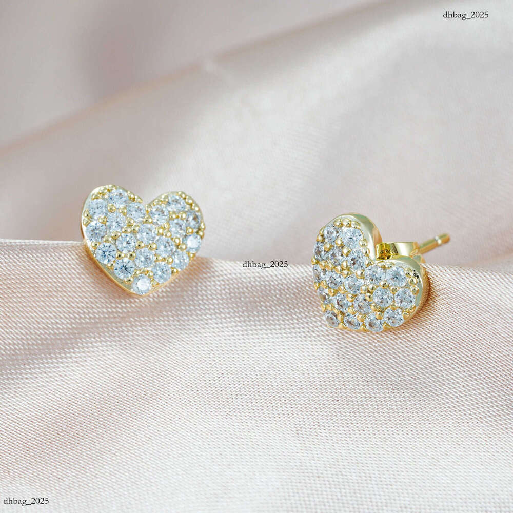 ICED OUT New Creative Heart Sier Moissanite Full Inlay Trendy Essential Earrings