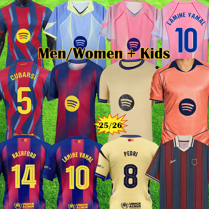 3XL 4XL 25 26 BARCOLA soccer jerseyS PEDRI GAVI camiseta de futbol LAMINE YAMAL 2025 2026 RASHFORD barcalona fourth football shirt kit kids anolecrab equipment 999
