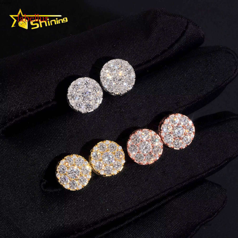 Fashion for Men and Women Hip-Hop Sandstone Stud Iced Sier Earrings Daily Wear