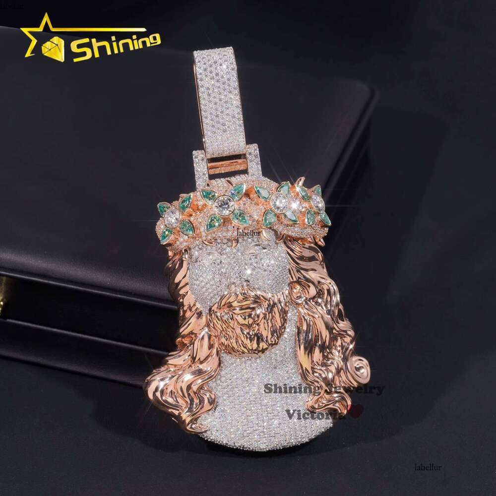 Iced Out Rapper Religious Jewelry Gold Plated Big 3D Sier Custom 5" VVS Moissanite Dia Jesus Pendant
