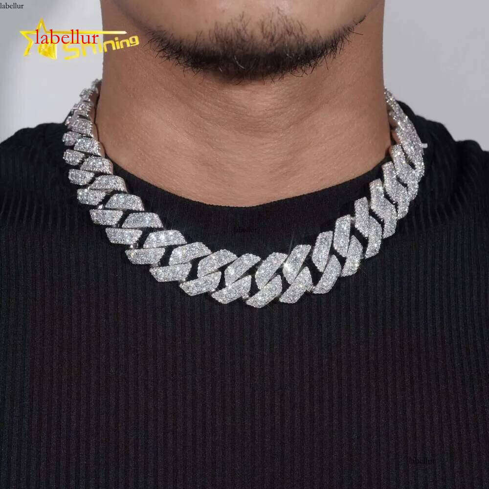 22Mm In Size, Extending 3 Rows Of Hip-Hop Sier Silica Cuban Chains For Men