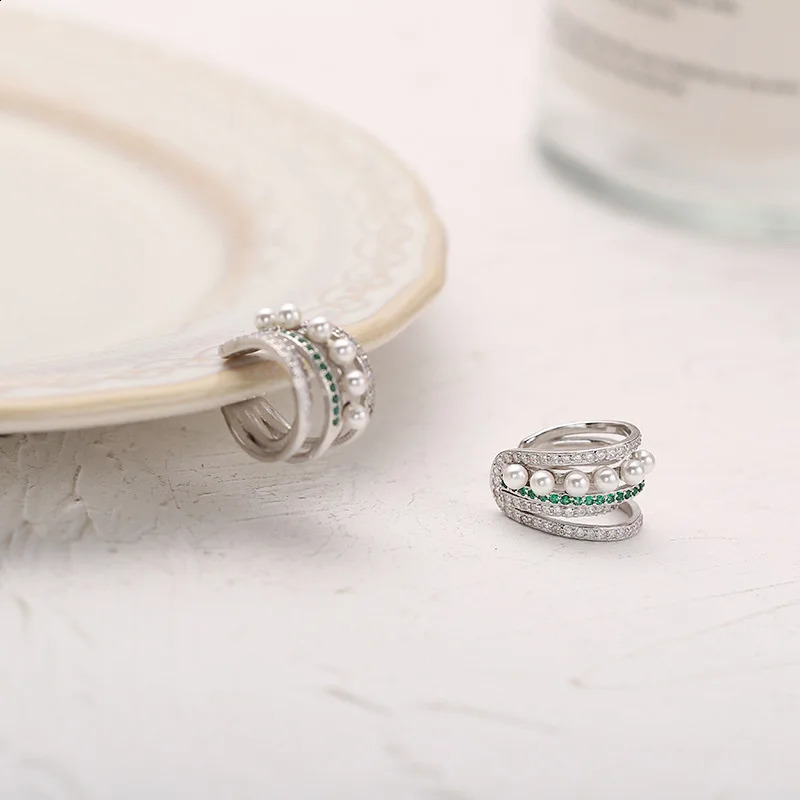 925 Silver Ear Bone Clip Earring Irregular Texture Dragonfly Shape Rice Grains Round Bead Ear Clip Without Pierced Women Ear Jew 250807