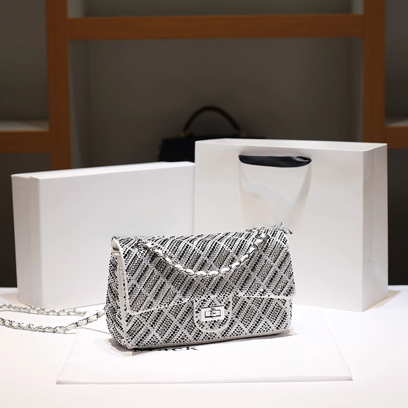 2025 New Women's Designer Handbag High End Style Diamond Bag One Shoulder Oblique Body Small Square Bag Inlaid With Diamond Women's Tiktok H