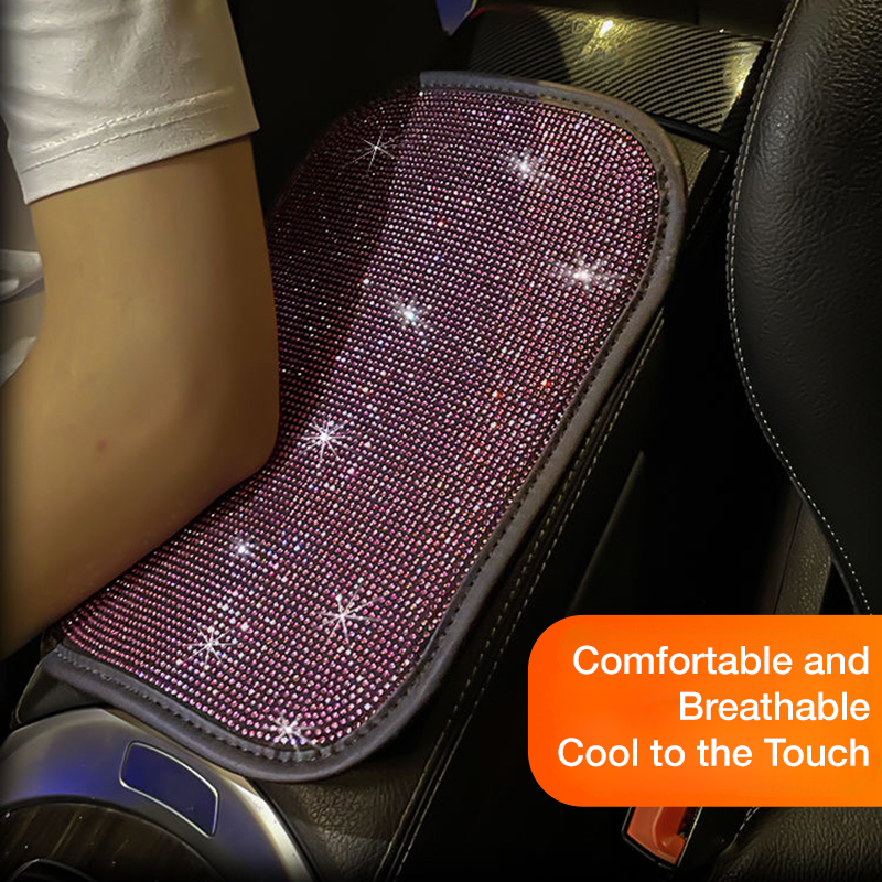 Stained diamond car seat armrest cushion with colored diamonds, blue diamonds, black diamonds, black and white diamond patterns, green diamonds