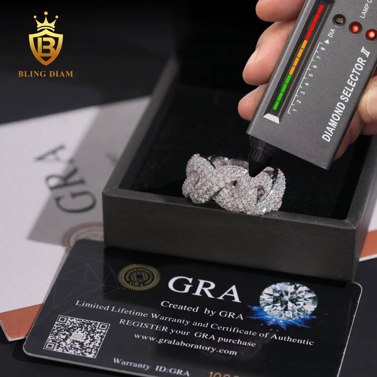 Wholesale Factory Price Hip Hop Jewelry Fully Iced Out 925 Silver Gold Cuban Rings Mens Custom Moissanite Ring
