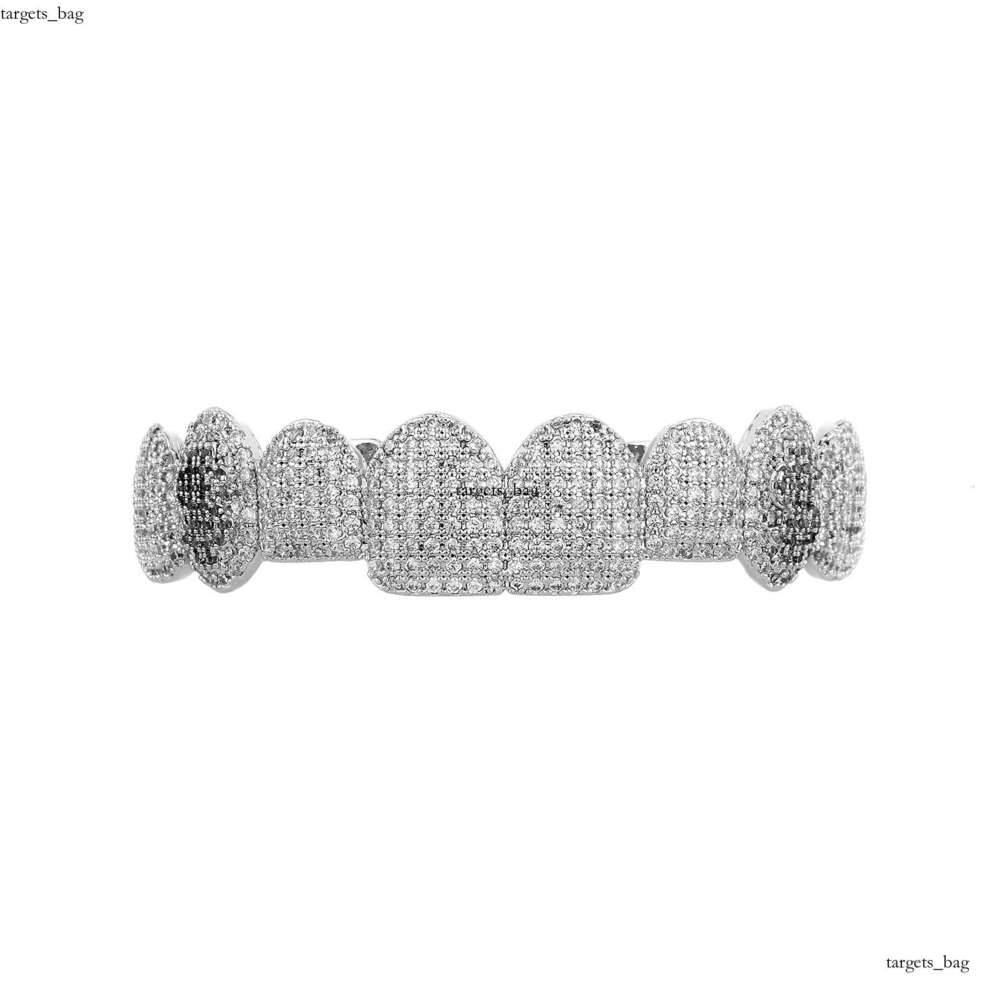 Hot Selling 8 Micro Paved Gold Teeth Full Zircon Cool Braces Rap Accessories Hip Hop Men Personality