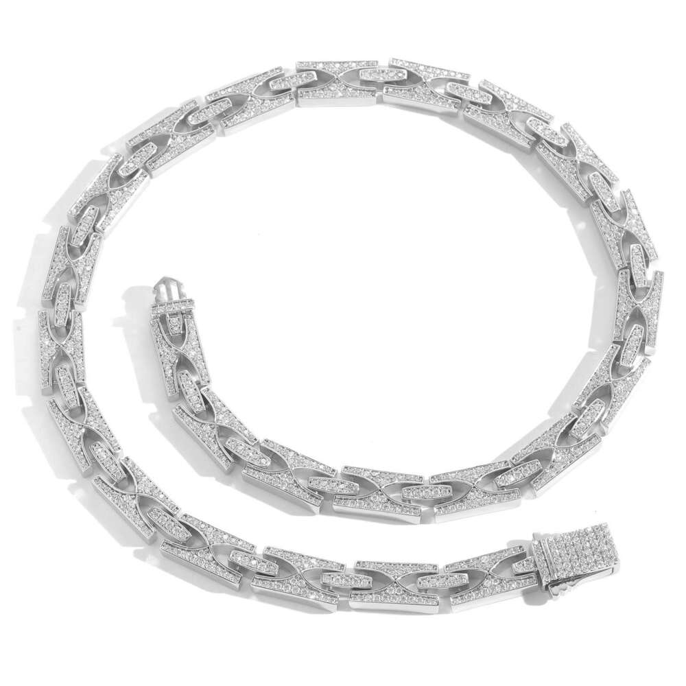 New Hip-Hop H-Shaped 10mm Wide Spring Clasp Design Sense Cuban Chain Necklace Personality Trendy Men's Accessory