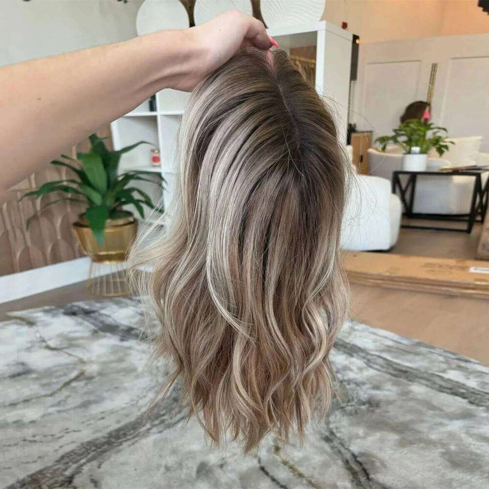 European Blonde Balayage Synthetic Hair Wigs Colored with Natural Hairline HD Lace Front Wig for Women