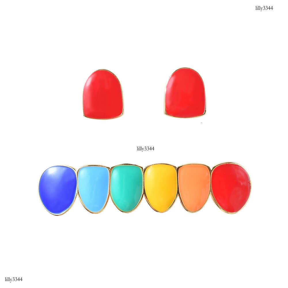 New Colorful Two Teeth Combination Real Gold Hip-Hop Braces