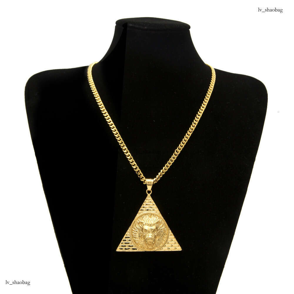 New Cool Lion Head Tag Gold Plated Sterling Silver Pendant Hip Hop Jewelry
