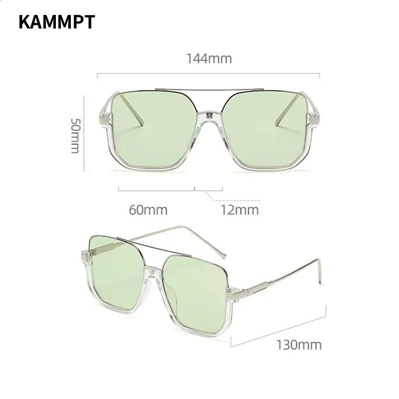 KAMMPT Retro Pilot Metal Sunglasses Fashion Korean Style Women Square Shades Trendy Ins n UV400 Sun Glasses 250805