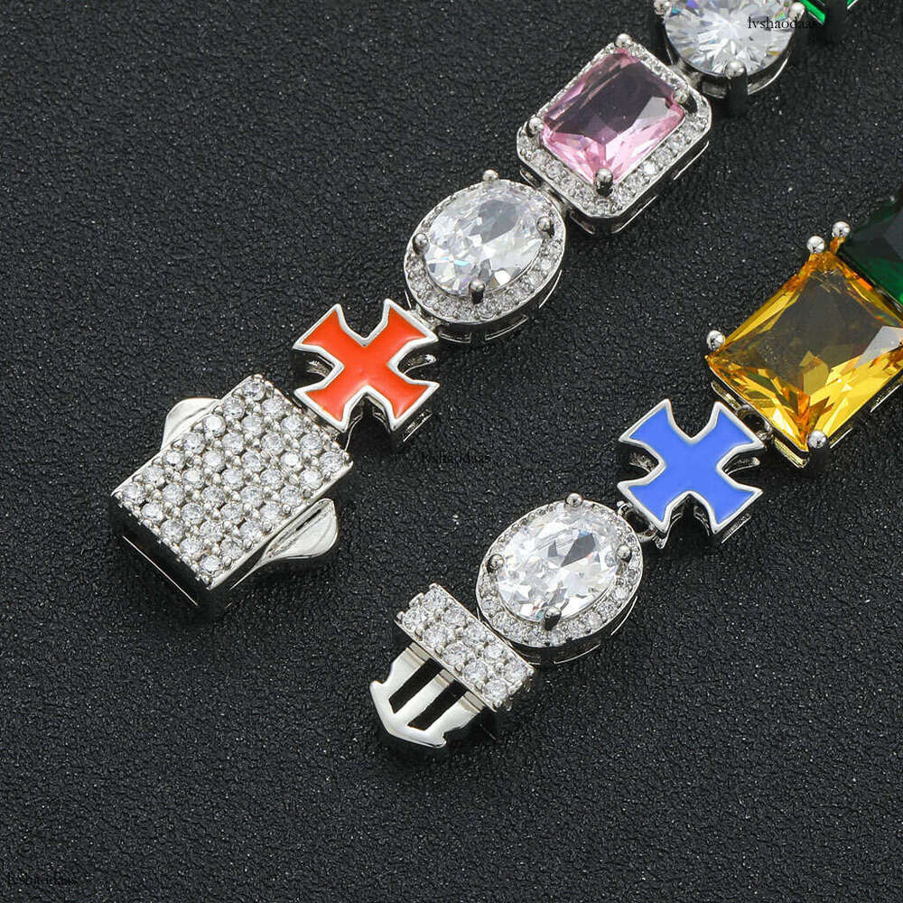 Ins Style Hip-Hop Colorful Moissanite chain Necklace Niche Fashion Dopamine Internet Celebrity Collarbone Chain Accessory