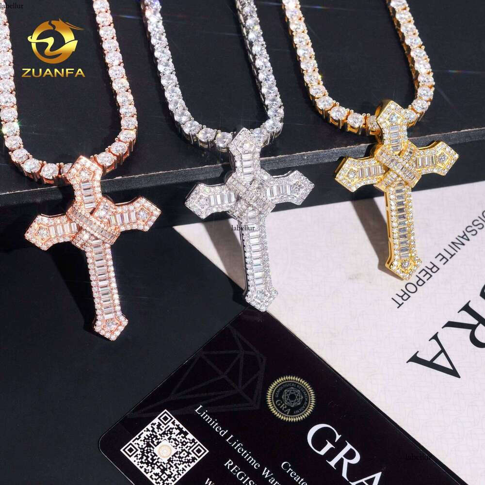 RTS Sier Stone Hip-Hop Jewelry Unisex Iced Out Fashion Cross Charm Pendant