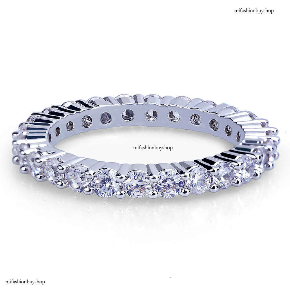Fashion Single Row Full Diamond Zircon Personality Round Ring Gold Jewelry