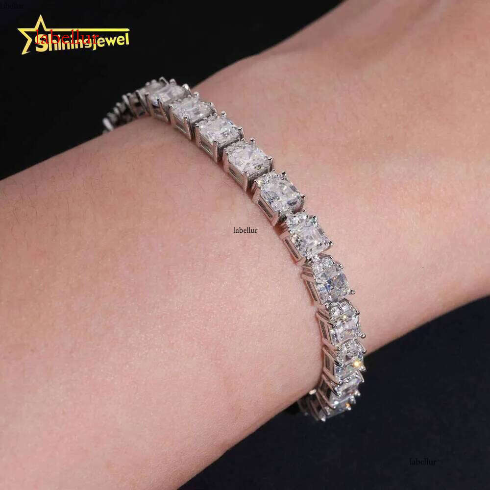 New Design Sier VVS Tennis Women's Boutique Jewelry Asscher Cut Silicon Bracelet Tester Approved