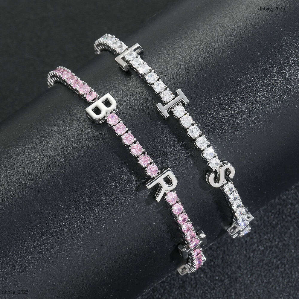 3MM Tennis Chain Private 26 English Letter Personalized DIY Trendy Hip Hop Bracelet