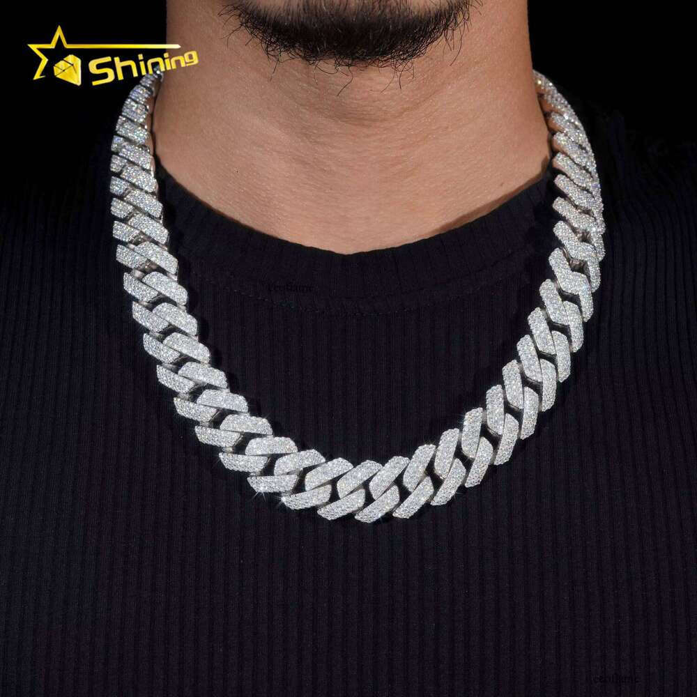 Sterling Sier Fine Pendant Necklace Bracelet Iced Out Vvs Moissanite Hip Hop Jewelry Cuban Link Chain
