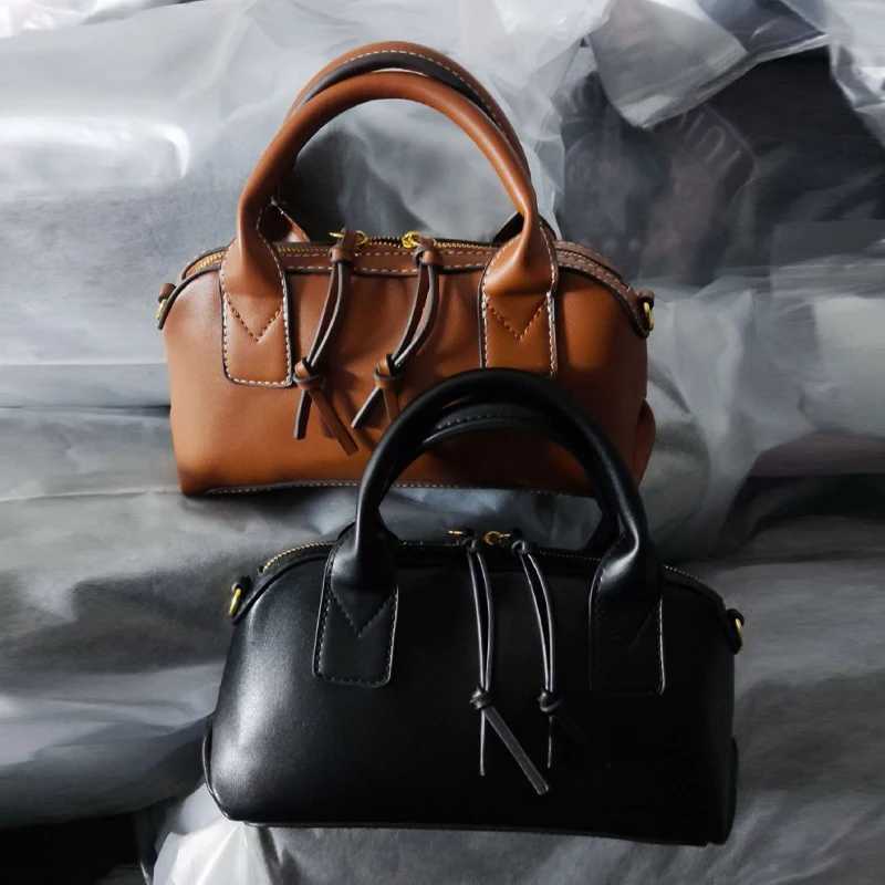Brand Wide Shoulder Strap Design Handbag Fashion Luxury Mini Purse High-end Leather Niche Bowling Boston Shoulder Crossbody Bag Z250809