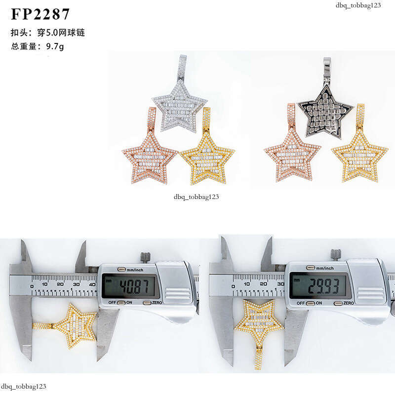 INS New Five-Pointed Star Pendant Sterling Silver Inlaid Moissanite chain Versatile Unisex Necklace Wuzhou