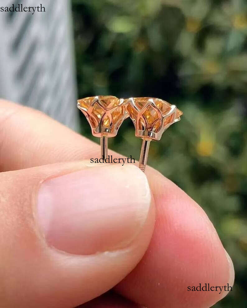 4TCW Yellow Square Radiant Cut Moissanite Stud Birthday Gift for Her Sterling Sier Pushback Earrings