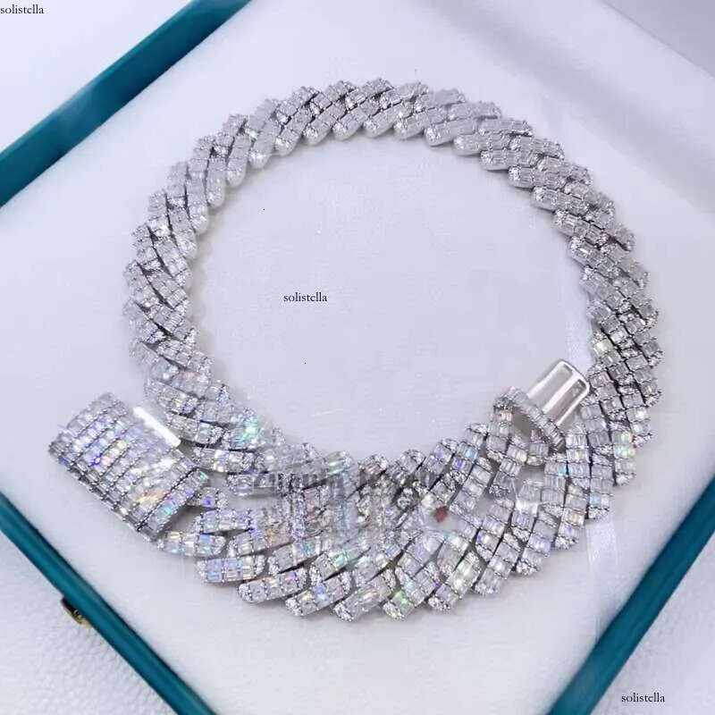 Drop Shipping Sterling Sier 20 mm Vvs Moissanite Hip Hop Cuban Chain Necklace