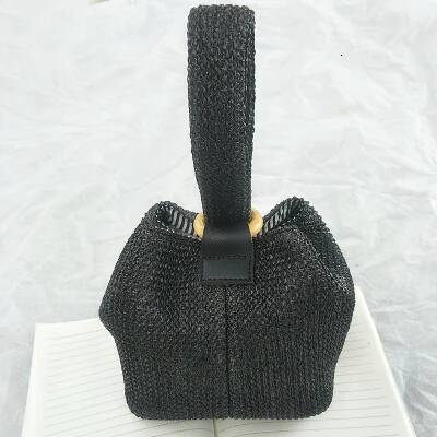 Brand Straw Bags for Women Beach Personality Crossbody Lock Handbag Lady Vintage Handmade Knit Fashion Shoulder Bag