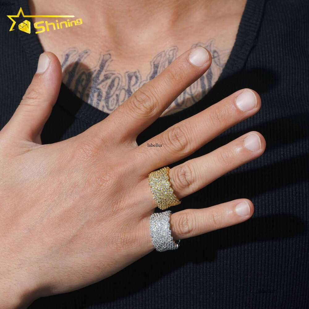 Wholesale Price Fashion Jewelry Iced Out Brass CZ Dia Ring Gold Plated Men Women Hip Hop Finger Rings