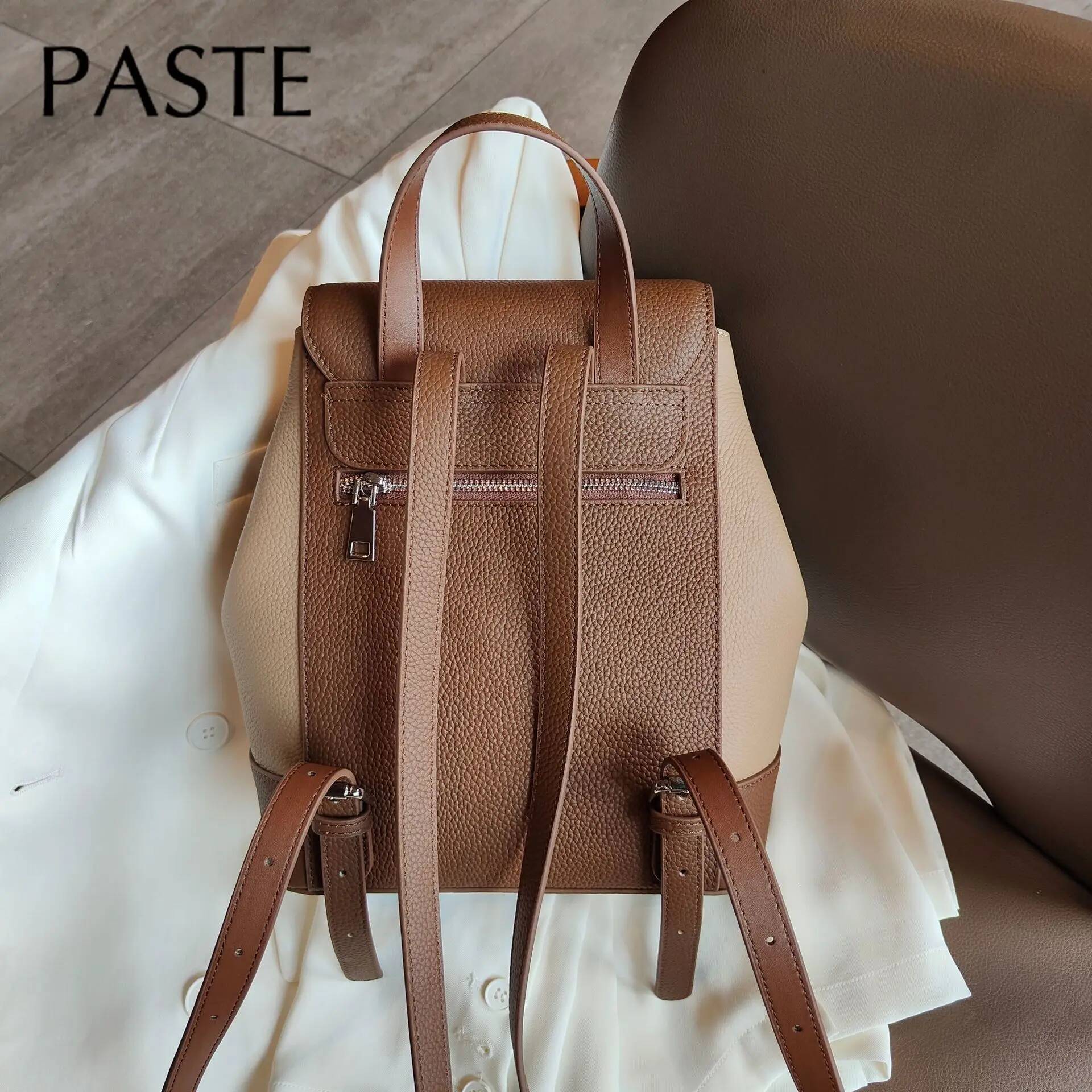 2024 Pink Hit-color Women's Fashion Backpack Luxurious Matte Suede Cow Leather College Students Bagpack Lovely Rucksack