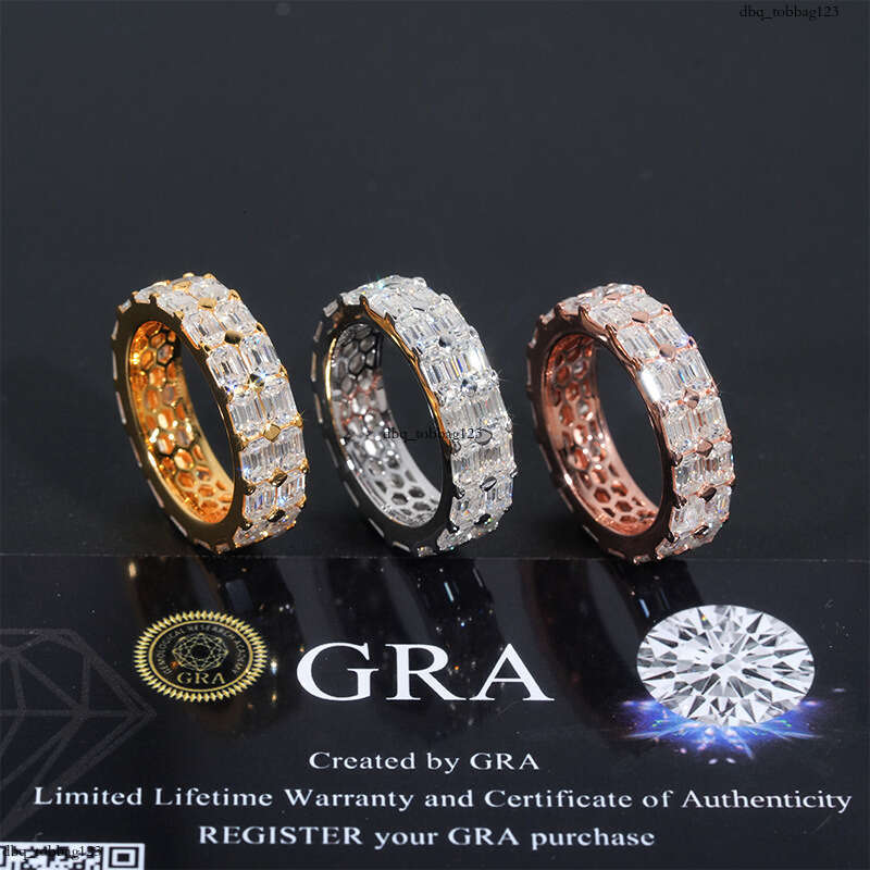ICED OUT Hot-Selling Silver Inlaid Moissanite Hip-Hop Trendy Fashion Versatile Ring