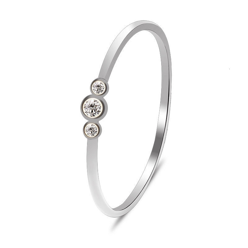 Elegant And Simple Inlaid Three mond Copper Zircon Knuckle Ring Jewelry