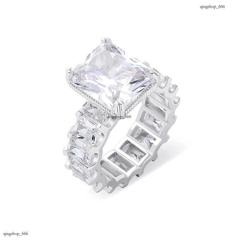 Hip Hop Women's Square Diamond Real Gold Plated Full Zircon Trendy Simple Ring