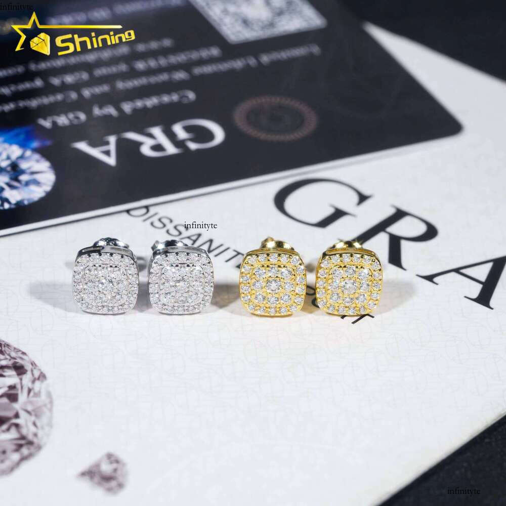Ready to Ship Pass Dia Tester Iced Out Hip Hop Jewelry Popular Sterling Sier Men Earring VVS Moissanite Stud Earrings