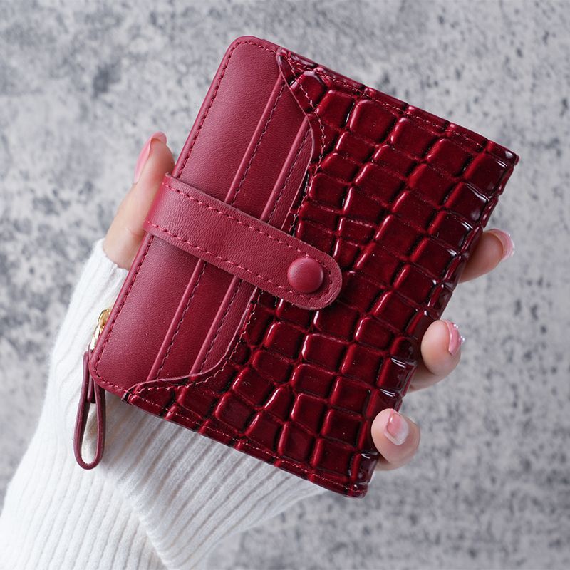 2025 New Women's Stone Pattern Luxury Bag Crocodile Pattern Wallet With Clasp Short Korean Style Card Holder Zipper Multi-card Slot Coin Purse