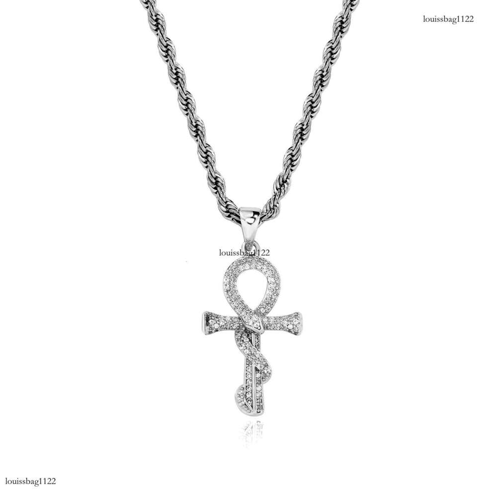 Zodiac Year Gold-Plated Snake Pendant Necklace for Men, Niche Clavicle Chain, Layered Cross with Dia Inlaid Snake, Unique Trendy Style