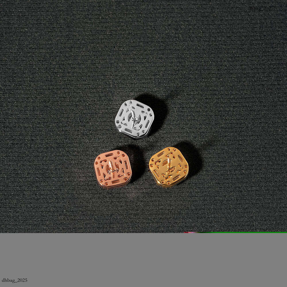 Hip-Hop Personality Trendy Style Unisex Square Moissanite Jewelry Electroplated Gold and Sier Stud Earrings