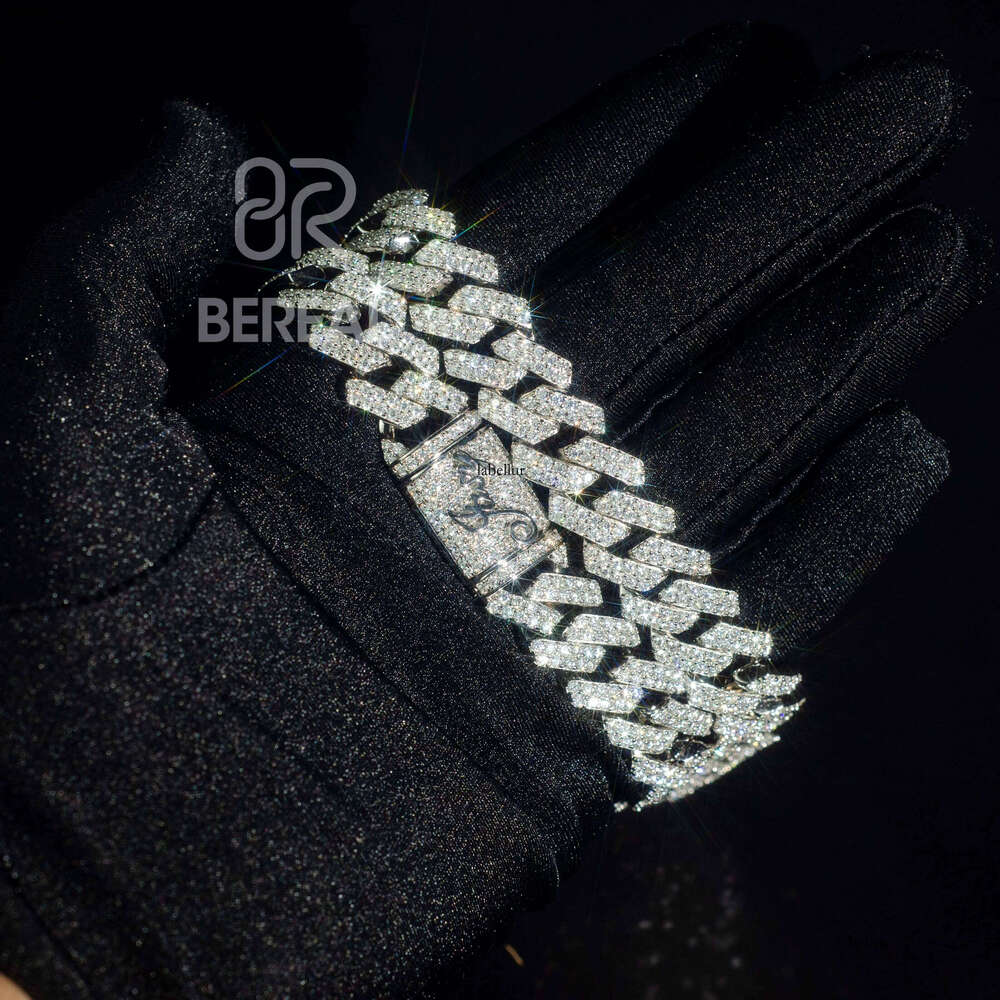 Sterling Sier Ice Out Moissanite Dia HipHop Necklace Bracelet Gold Plated Cuban Chain for Men Jewelry
