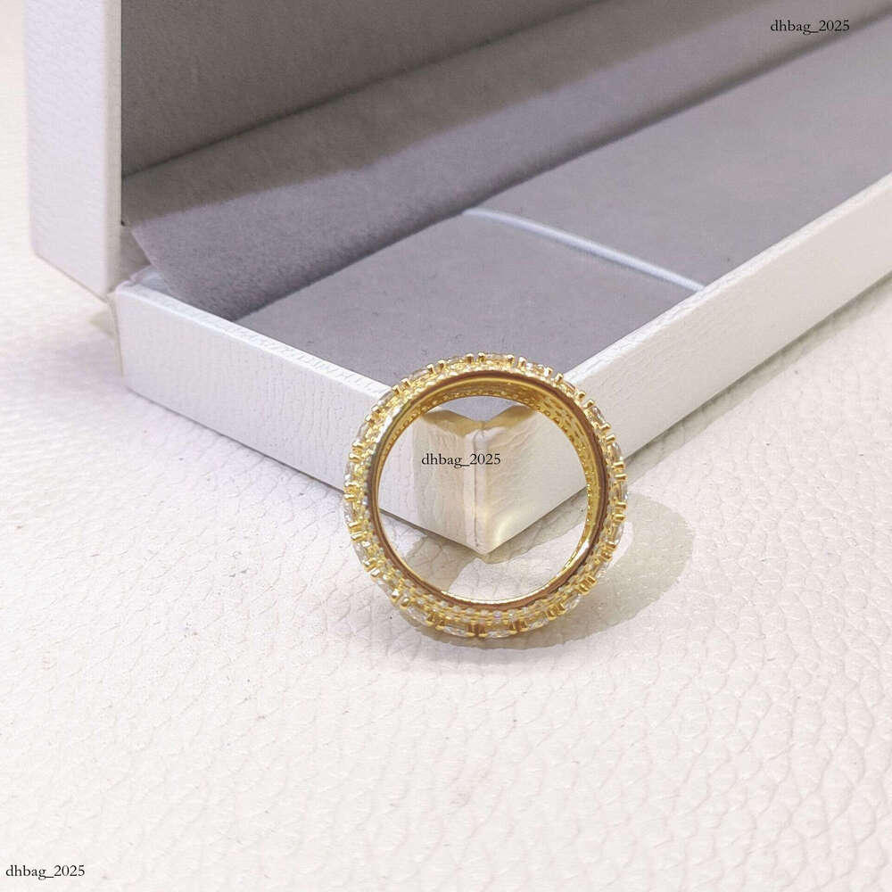 Five Rows Full Inlaid Moissanite Hip Hop Trendy Personality Rotatable Ring