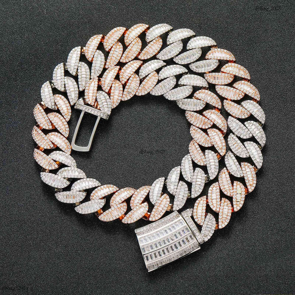 Hip Hop Rose Gold Two-Tone 20mm T-Cubic Moissanite chain Miami Cuban Chain Men's Necklace