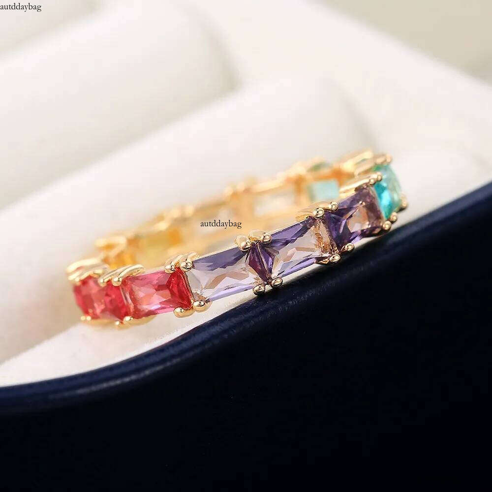 2025 Choucong Top Sell Wedding Rings Jewelry Gold Fill Princess Cut Colorful 5A Cubic Zircon CZ Dia Gemstones Party Women Engagement Band Ring Gift