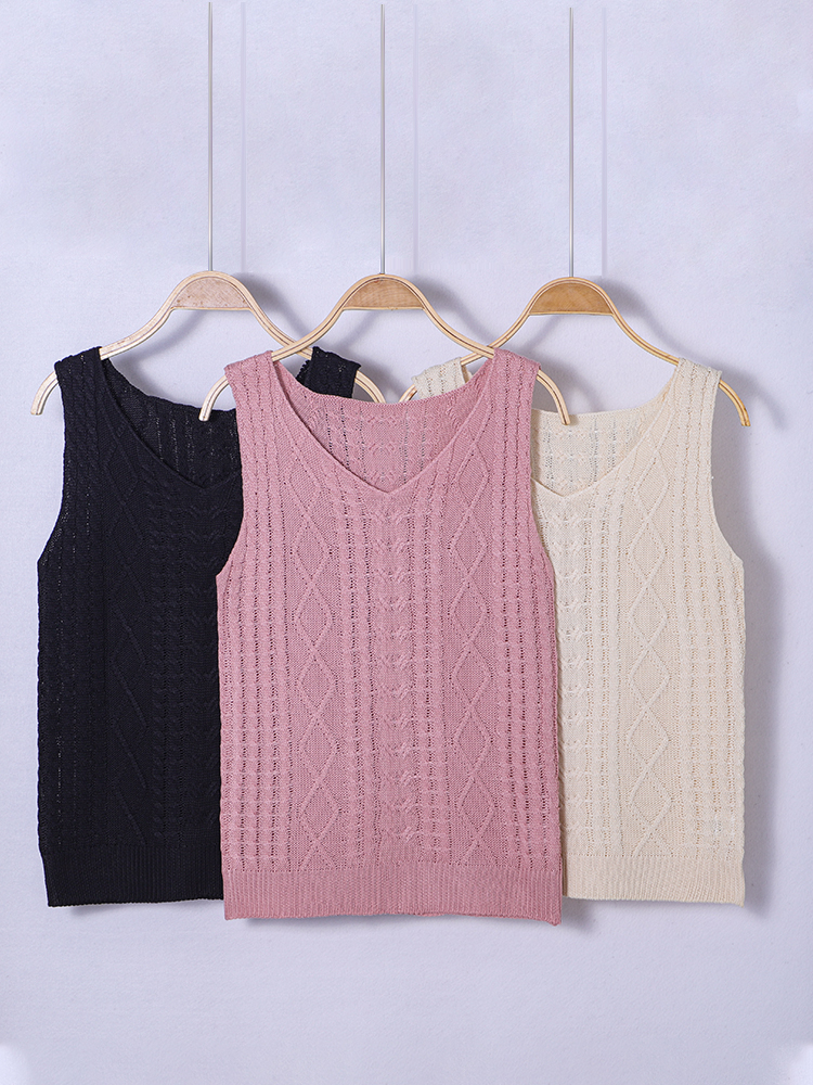 Designer Clothing Knitted Sweater Women's Argyle Pattern Vest