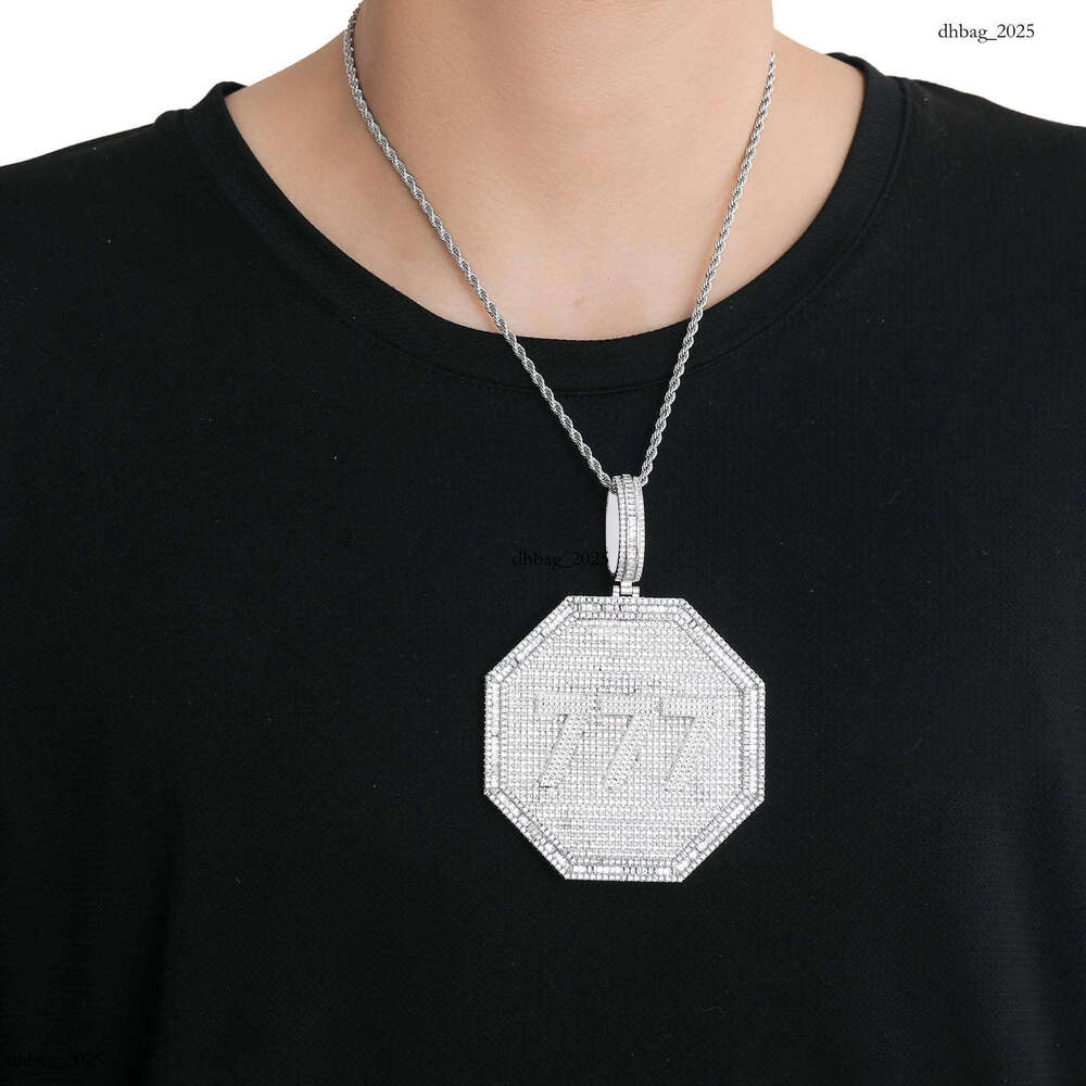Letter Hip-Hop Octagon Large Combination Exaggerated Micro-Paved Full Moissanite chain Pendant Jewelry