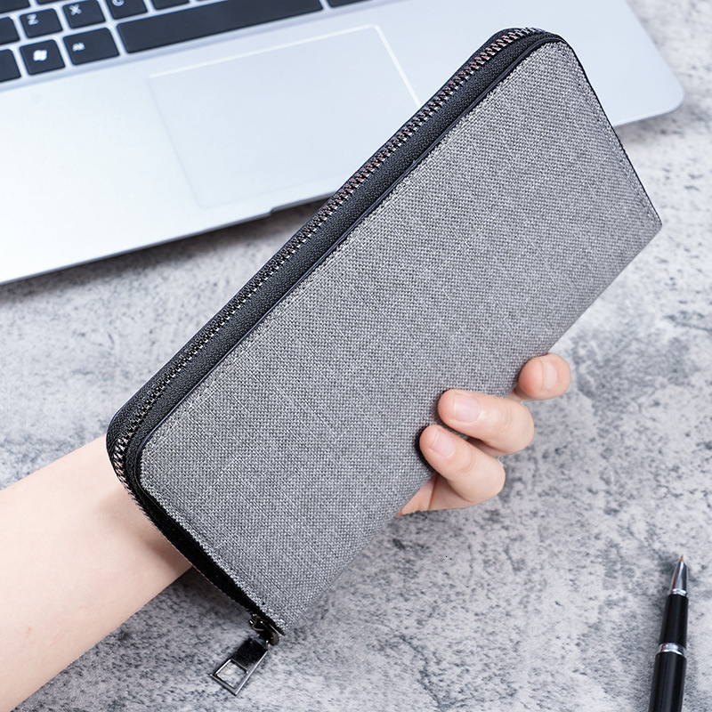 New Men's Long Zipper Wallet Large Capacity Multi-card Slot Luxury Bag Business Canvas Clutch Wallet