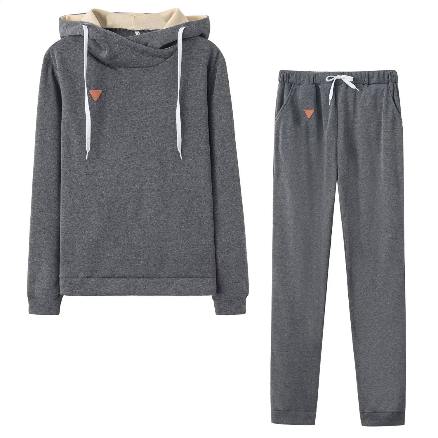 Autumn Winter 2 Piece Set Tracksuit Women Sportwear Fleece Hoodies Pullover Sweatshirts Baggy Trousers Jogger Pants Warm Outfits 250809