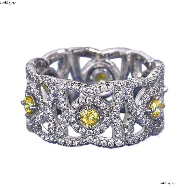 2021 Top Selling Choucong Wedding Rings Original Jewelry Real Sterling Sier Yellow Topaz CZ Dia Lace Eternity Women Engagement Band Ring Gift