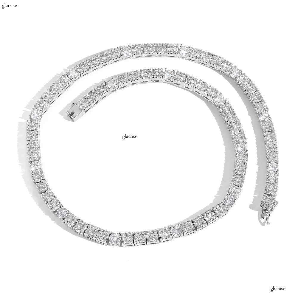 6mm Mixed Hip Hop Jewelry Men's Necklace Square Round Moissanite chain Tennis Chain