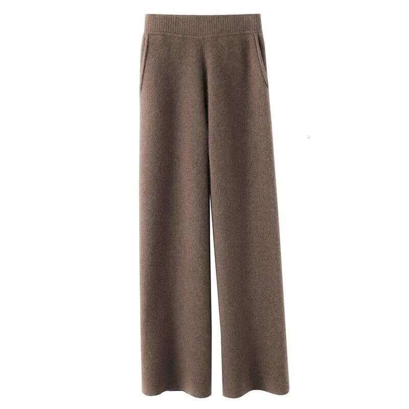 Women's Clothing Autumn And Winter Wool Knitted Loose Slim Casual Straight Wide Leg Women's Mopping Pants Small Size With Pockets