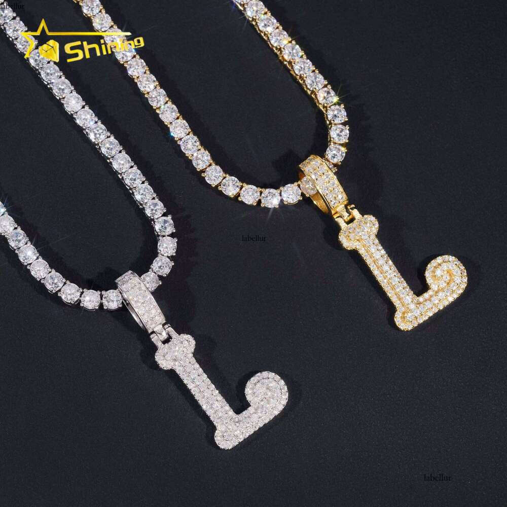 Worldwide Shipping Fashion Sterling Sier VVS Moissanite Letter Men Hip Hop Jewelry Pendant Necklace