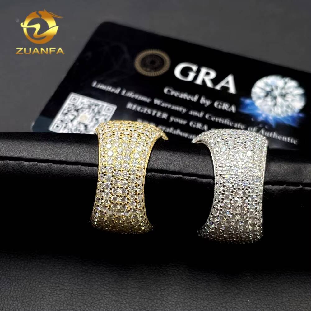 Pass Diamond Tester Fine Jewelry Iced Out Real 925 Sterling Silver 14K Gold Plated Hip Hop Men Wedding Square Moissanite Ring